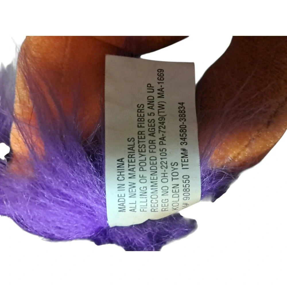Kolden Toys Purple Toko Bird Hand Puppet Squeaks Squawking Hairy Rare Color